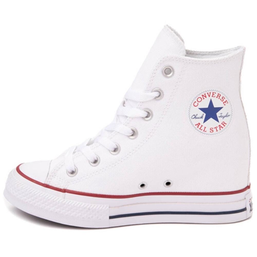 NEW CONVERSE CHUCK TAYLOR ALL STAR WHITE WEDGE PLATFORM HIGH TOPS SNEAKERS 7.5 - Picture 3 of 12